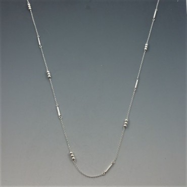 long silver bead station necklace